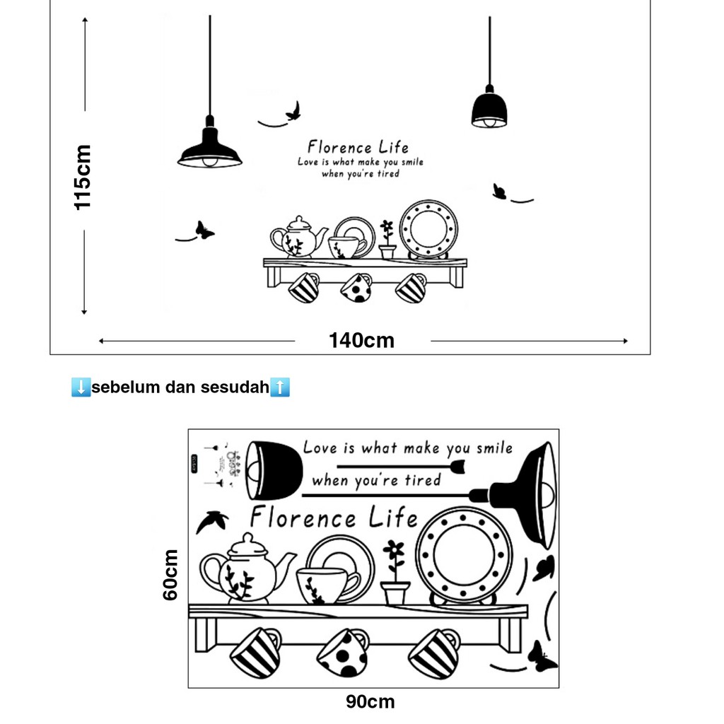 RELIZA Wall Sticker / Stiker Dinding Florence Life Lampu Kitchen Dapur AY9141 - JM7192