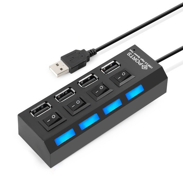 USB Hub 4 Port Output On Off Saklar Lampu USB 2.0 Hight speed