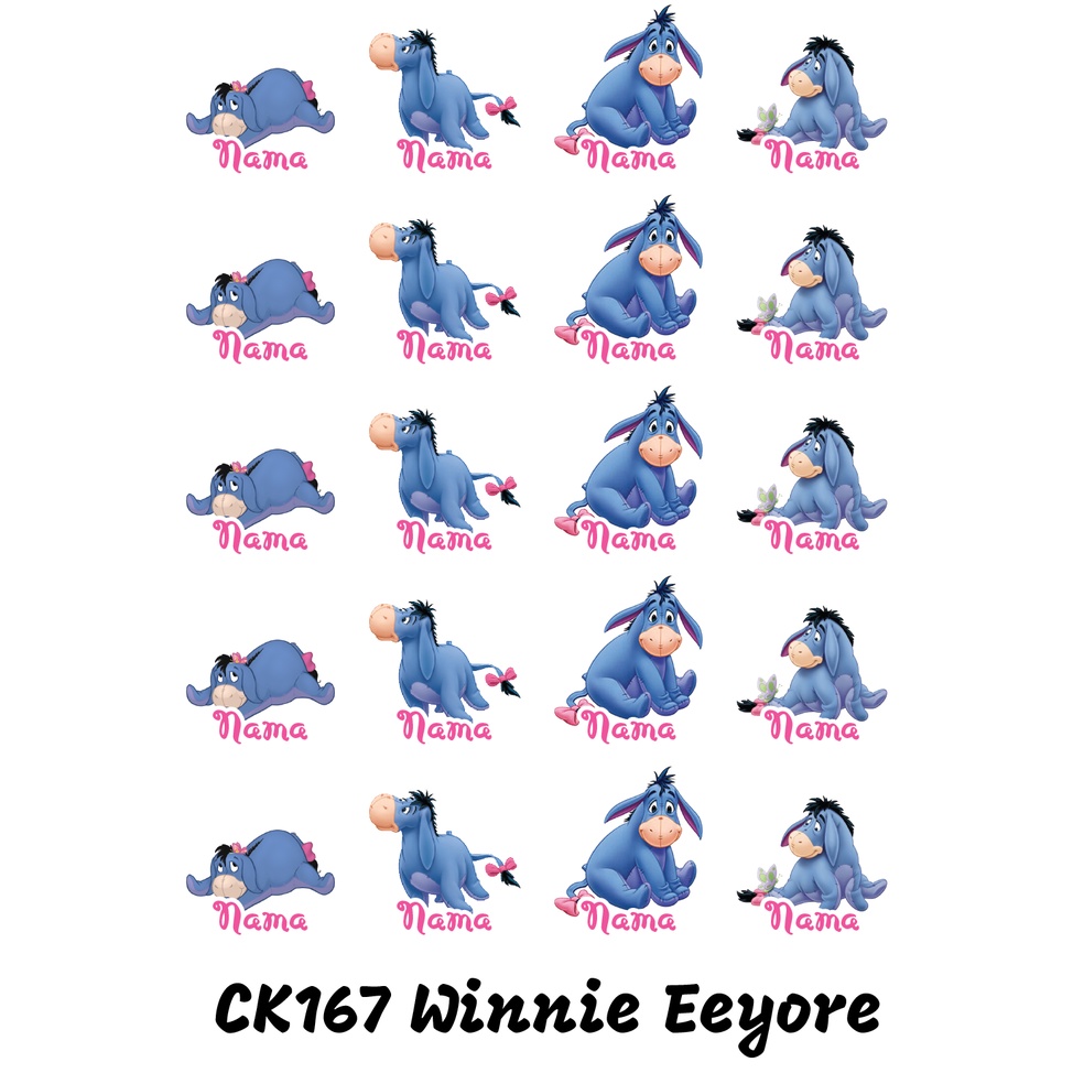 

Sticker Nama Cutting Label Waterproof Tahan Air Winnie Eeyore (CK167)
