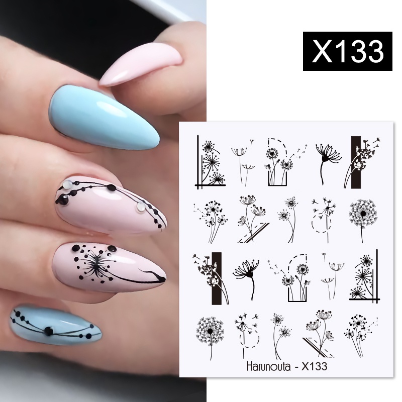 Harunouta 1 Lembar Stiker Decal Transfer Air Motif Bunga Lavender / Daun Untuk Nail Art / Manicure DIY