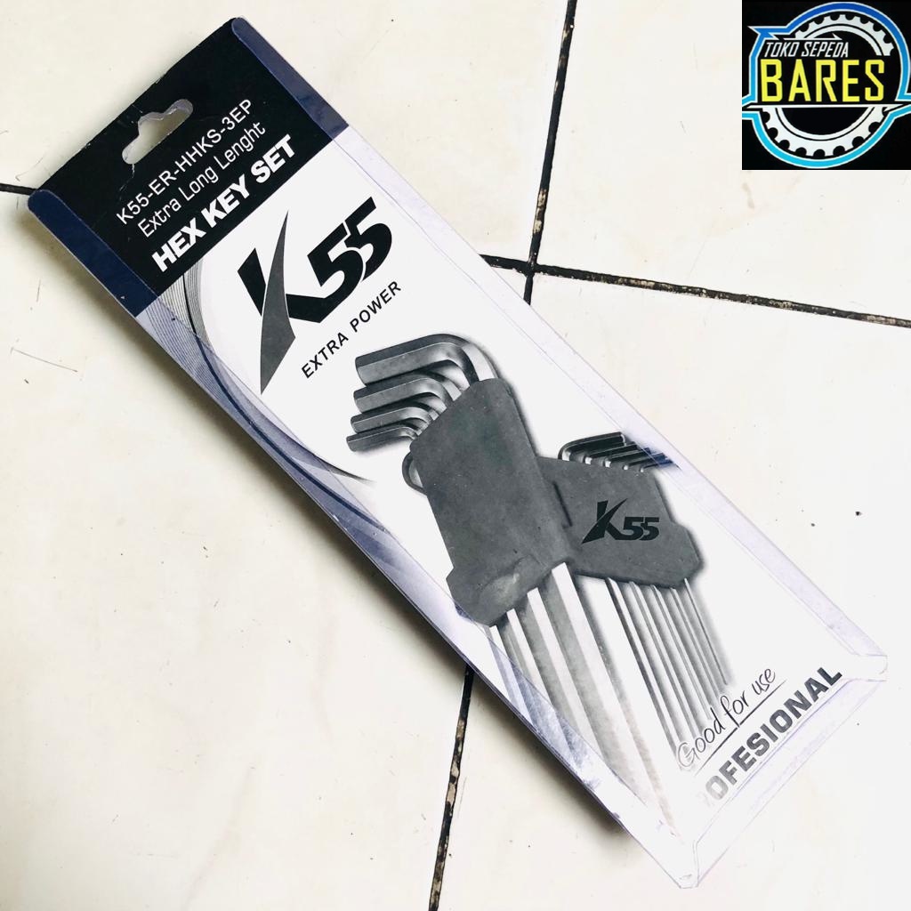 Kunci L Set K55 ER-HHKS-3EP T10-T50 9 Pcs 1.5 - 10 mm Extra Long / Hex Key