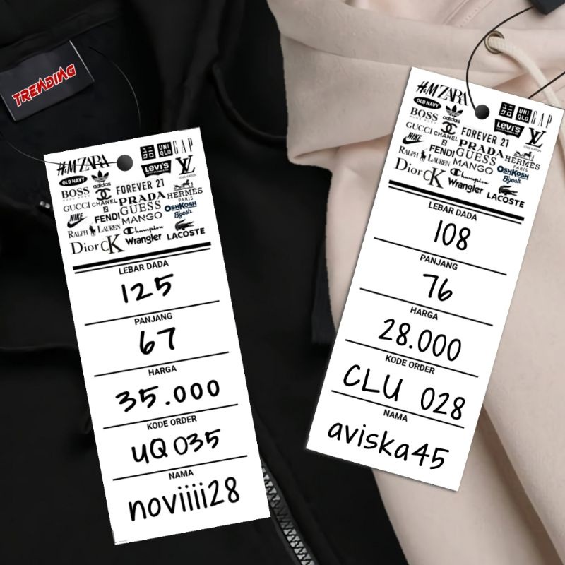 

Hang Tag Label Baju Bonus Tali Hangtag Garis 4x10cm Hantag Handtag Murah Handstag Tebal Hangtags Hanstag Hentek baja anak Nemtek Price Tag Lebel Harga Merek Baju Lebel Hijab Label Merk Baju Label Pakaian Hangtag Label Baju label kertas ready stok