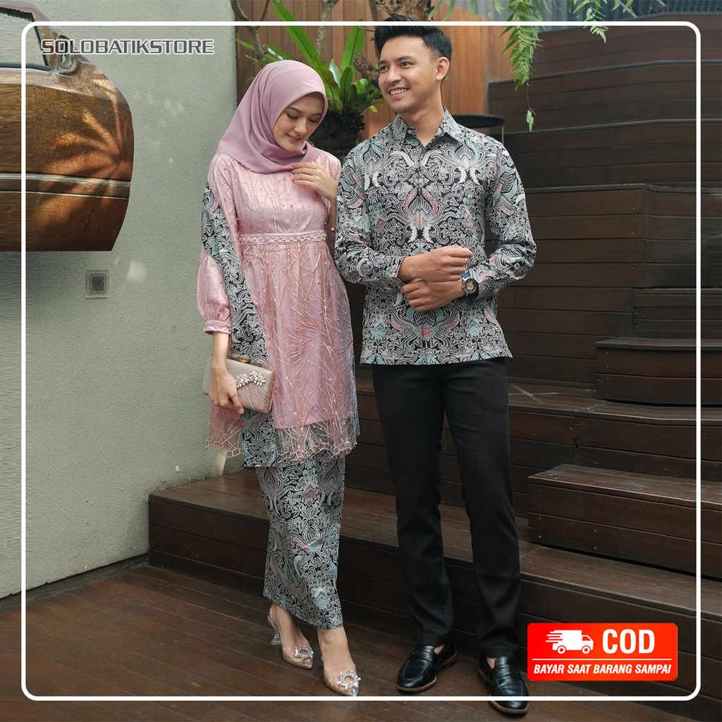 (Ready Grey dan Dusty Pink) Maura Couple Sania Ruffle Batik Couple DESIANA Set Kebaya Couple Tunik Cuff Couple Batik Kondangan Lamaran Wisuda Baju Couple Murah Batik Couple Lengan Panjang Couple Yasmin Yasinta