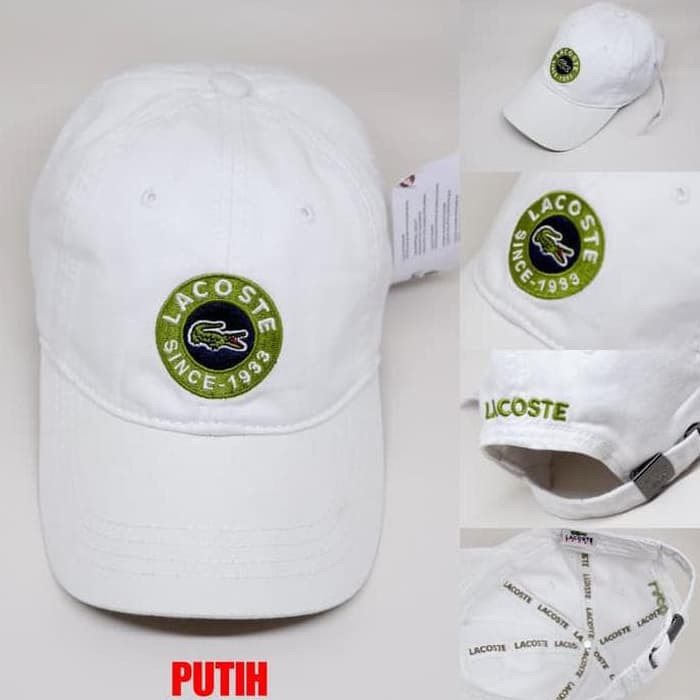 HOT SALE topi baseball/golf import LACOSTE 3 warna unisex - Putih