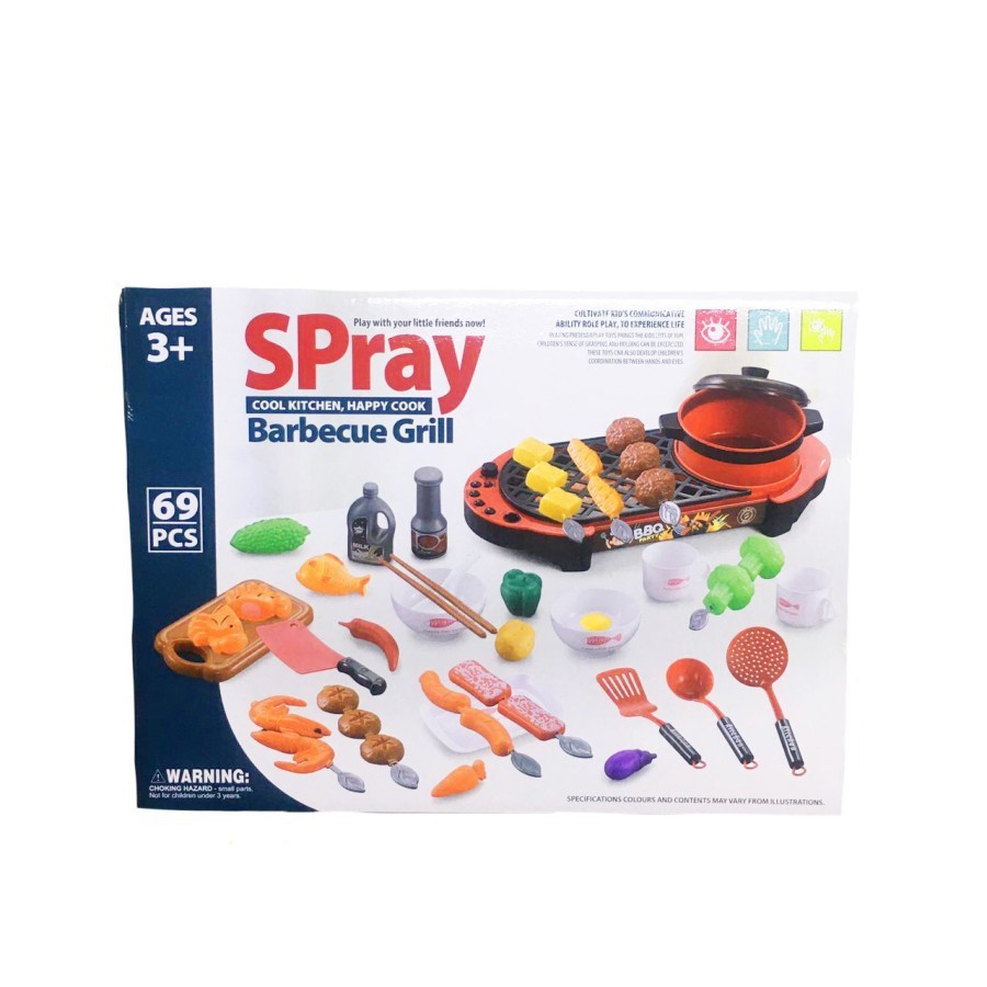 Mainan Spray Barbecue grill Set BBQ Grill Ada Suara Masak