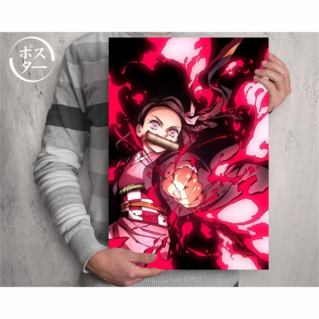 Koleksi Poster Anime Kimetsu no Yaiba - Demon Slayer B - Tanjiro Nezuko Zenitsu Inosuke - Size A3+-Nezuko B