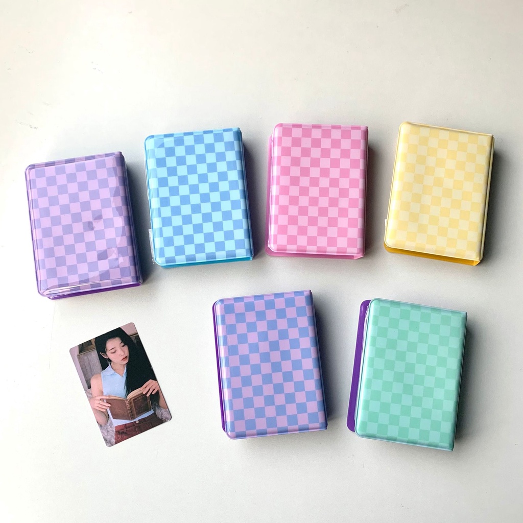 Ins Color Grid 3inch Album Foto Mini Untuk Kartu Lomo Photocards Collection Photo Storage Book