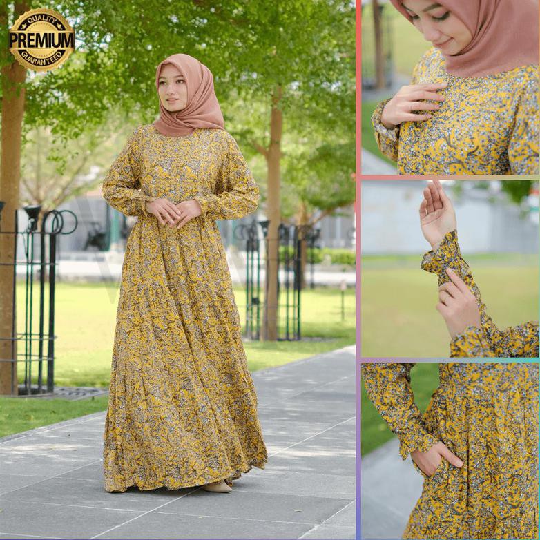 GAMIS SYARI HOME DRESS KIRANA YELLOW BY WEARMOURA