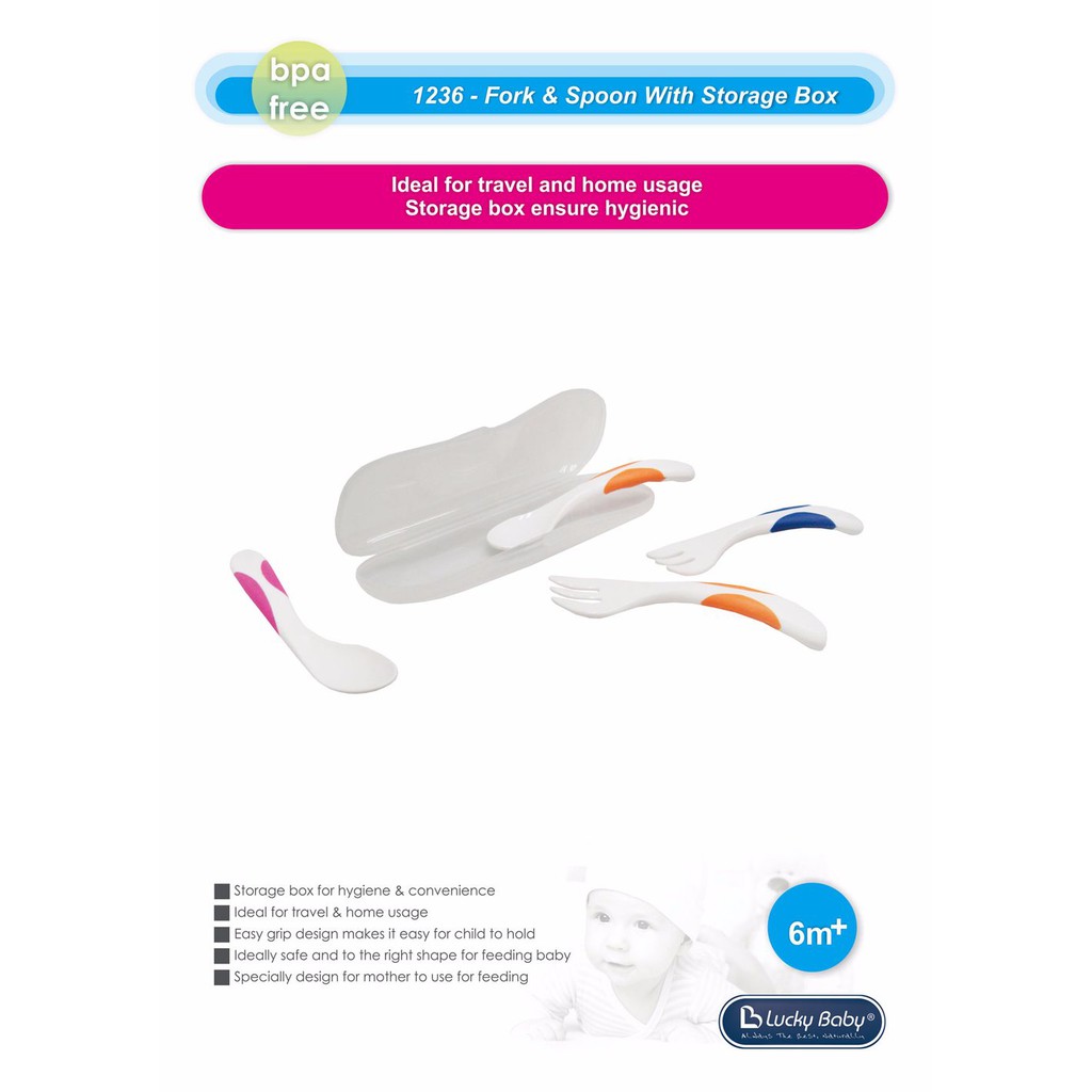 Lucky Baby Take-Along Fork &amp; Spoon Set With Case