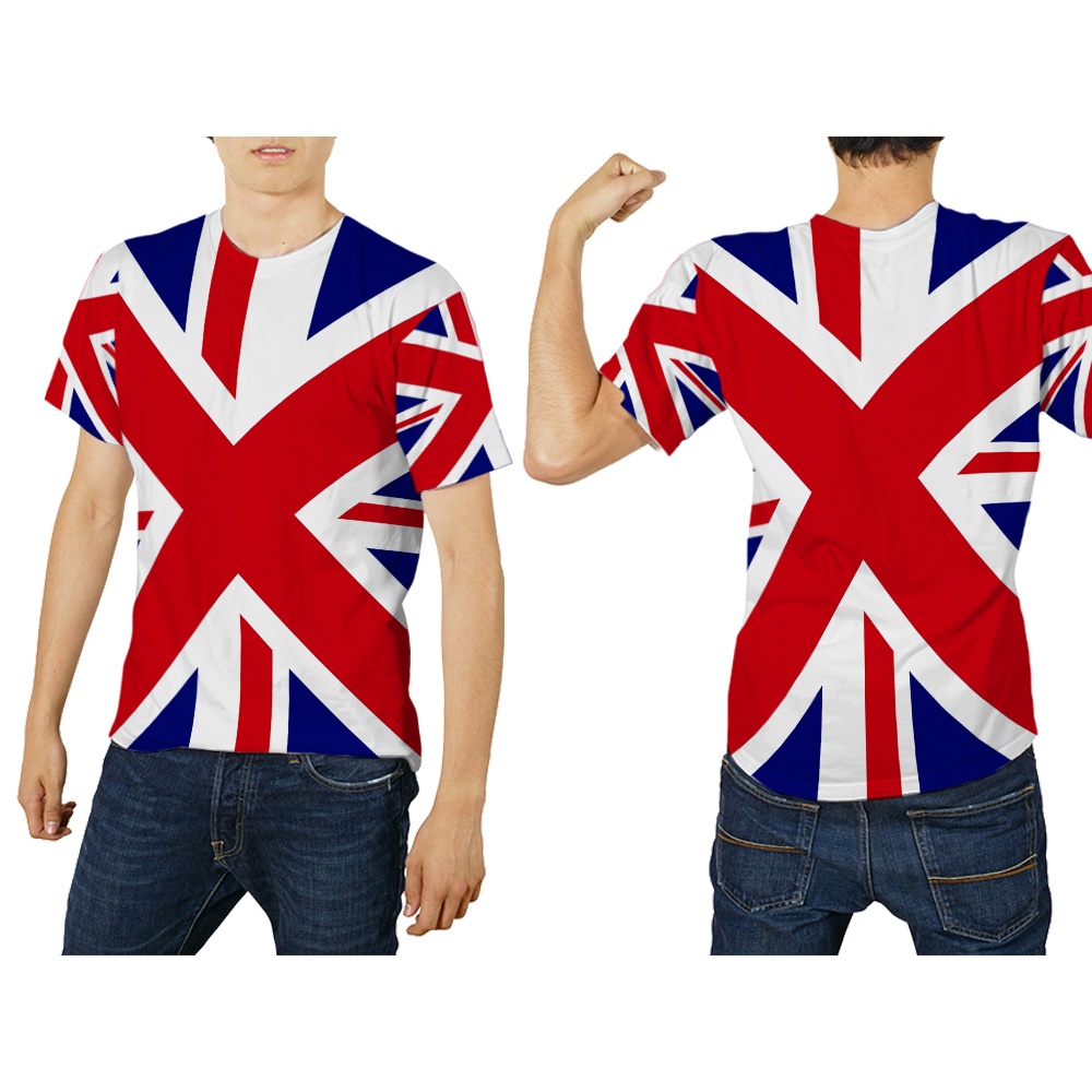 Jual Baju Kaos Bendera Inggris Amerika Custom Fullprint Art 2 / Baju Inggris / Kaos Bendera Inggris