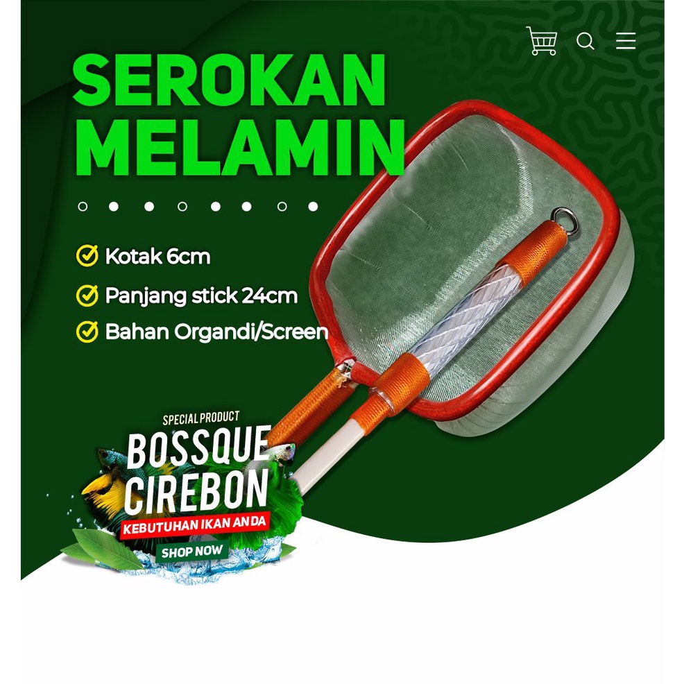 Serokan Ikan Cupang Melamin Variasi Handle Kotak 6cm Seser Saringan Sauk Ikan Hias Jentik Kutu Air