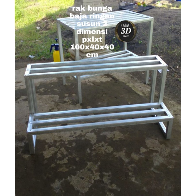 rak bunga susun baja ringan 2 | panjang 1 meter lebar 40cm