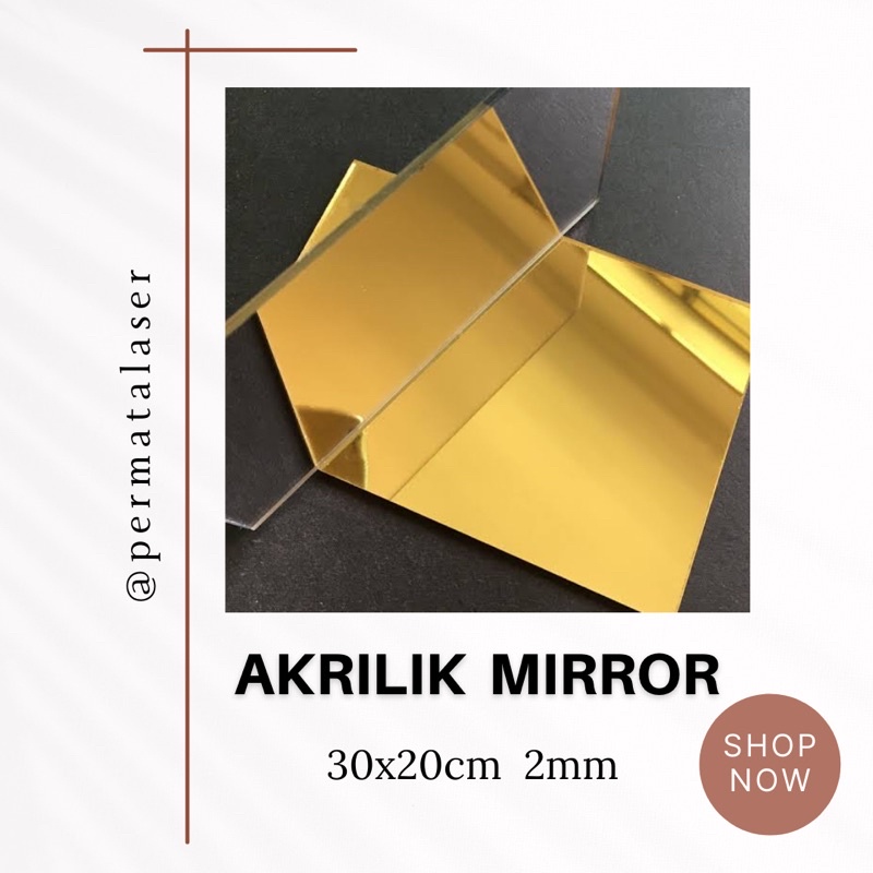 Akrilik Mirror Gold Lembaran 30x20cm | Akrilik Gold
