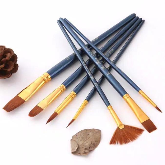 

Kuas Lukis Cat Air Akrilik Set 7 pcs Oil Paint Brush