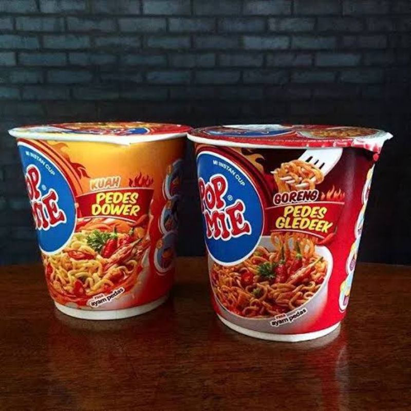 

Pop Mie pedas kuah dan goreng Mie instan siap saji