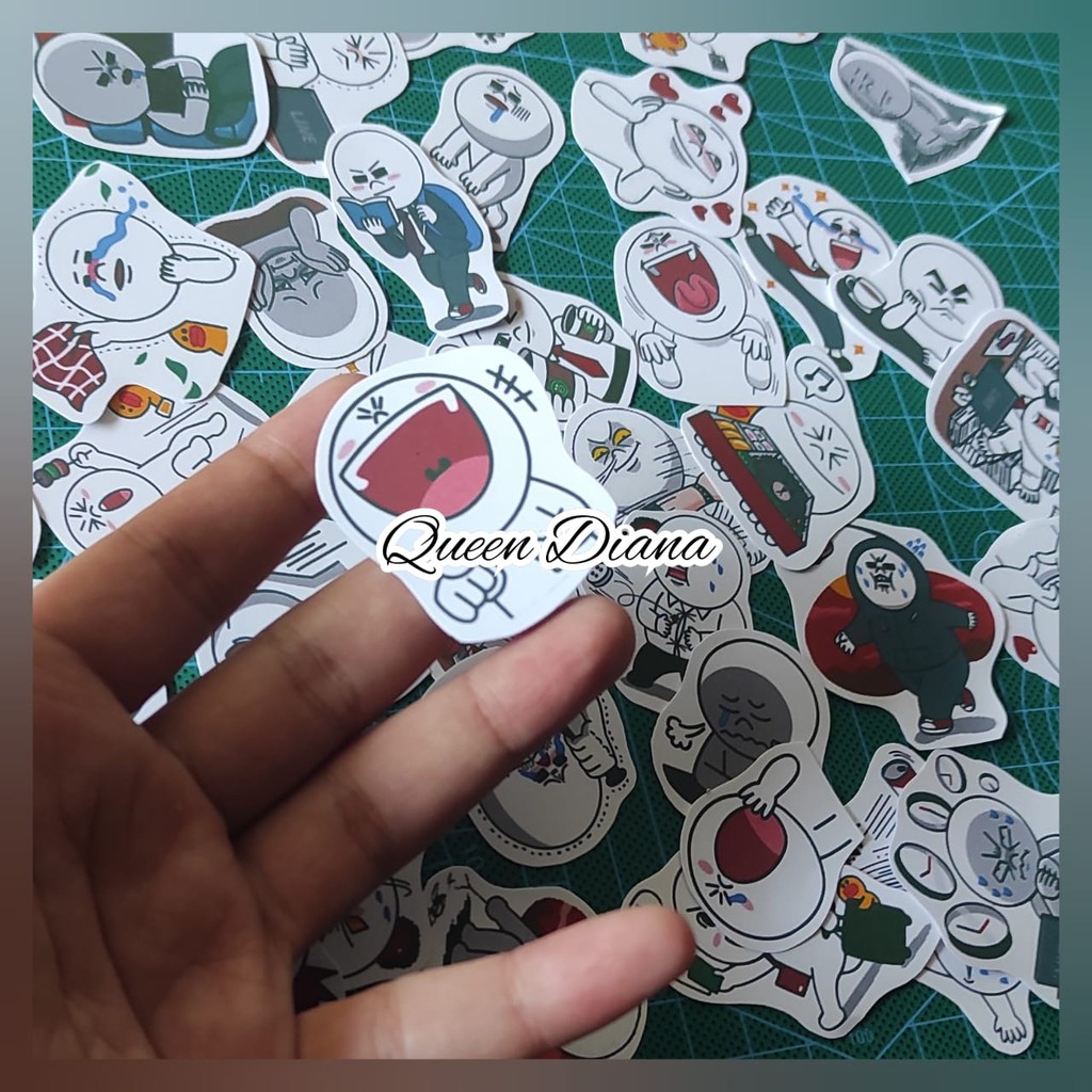 

isi 18 pcs Sticker karakter line moon stiker aksesoris hp laptop karakter line