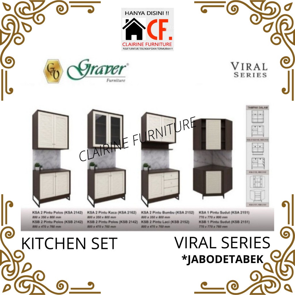 KITCHEN SET (ATAS / BAWAH ) 2 PINTU GRAVER - VIRAL SERIES