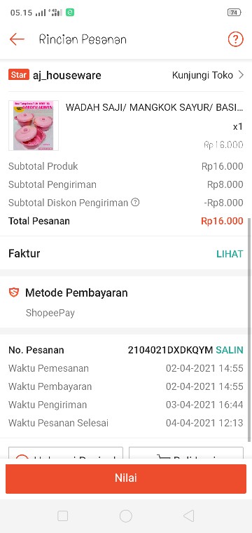 Btbt-192 Wadah Saji/ Mangkok Sayur/ Basi Tutup Medium Pink Golden Lemon