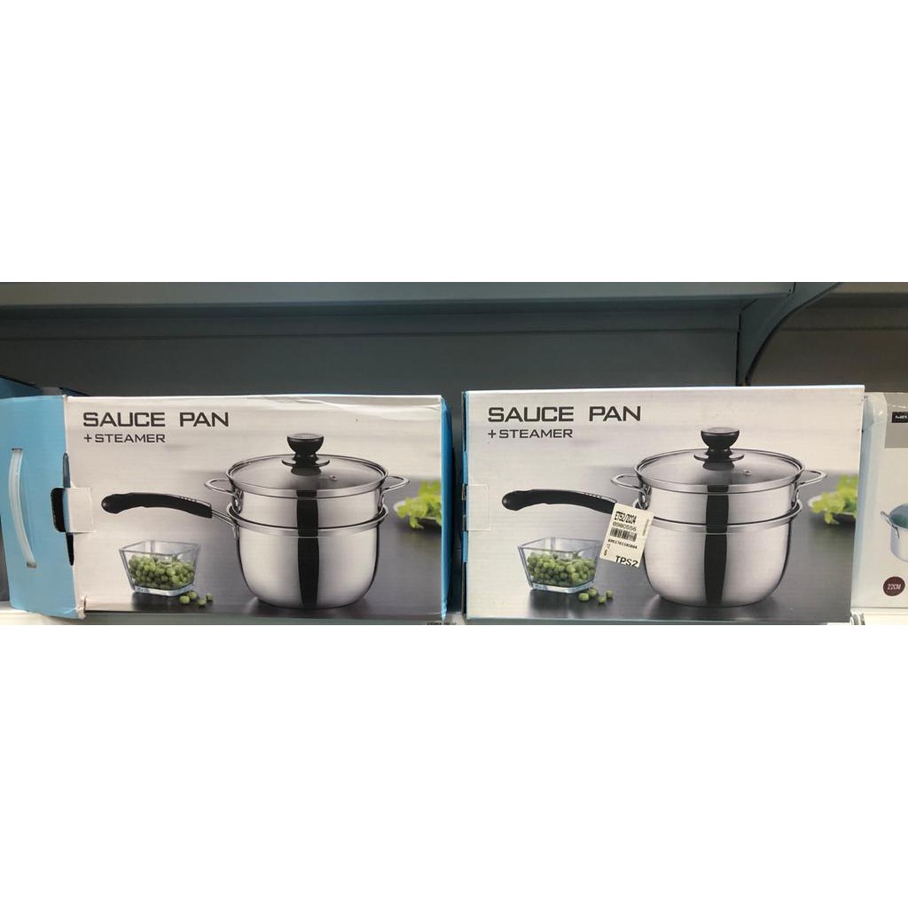 Mr DIY Sauce Pan + Steamer 20 cm / PANCI STAINLESS STEEL IMPORT QUALITY