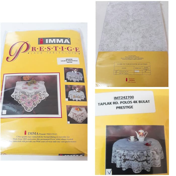 Taplak Meja Makan Putih Bulat Kursi 4