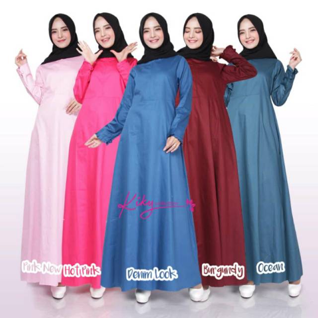 Gamis Katun Jepang Premium Ori Cantik Murah Basic Polos S M L XL Jumbo 4L