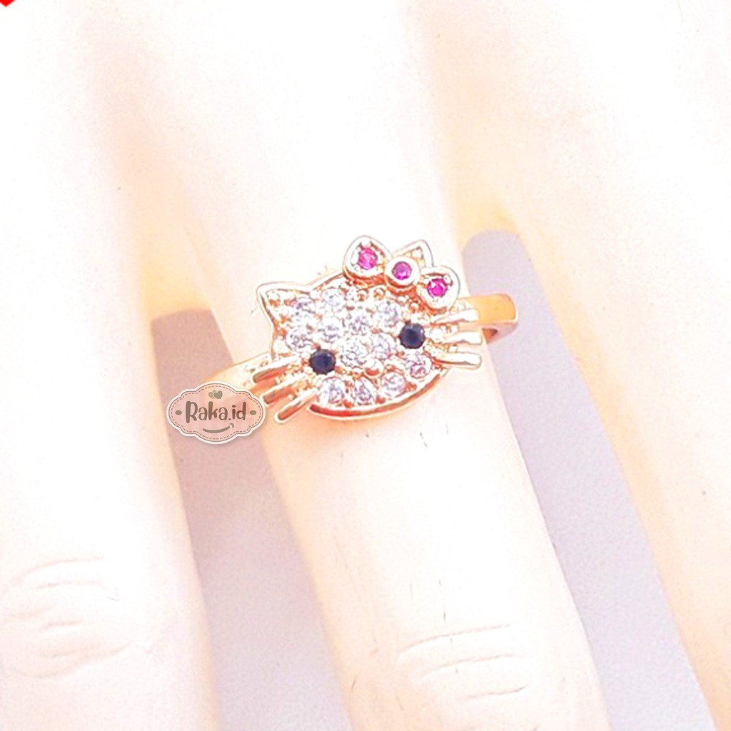 RAKA Acc - Cincin Wanita Dewasa Hello Kitty Xuping Aksesoris Perhiasan Wanita Lapis Emas 18k 278