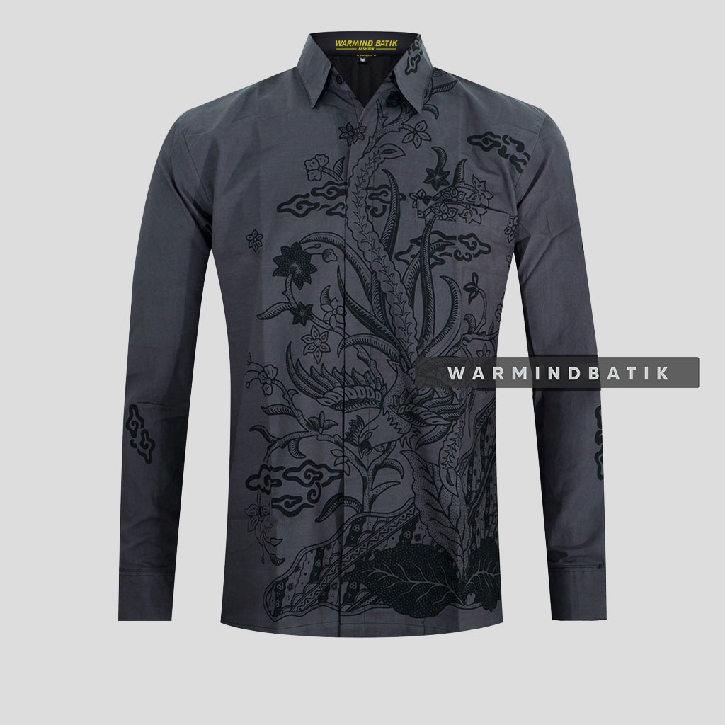 MEGAPEKSI Kemeja baju hem Atasan Batik Pria Lengan Panjang Busana Batik Laki Laki Kondangan Kerja He