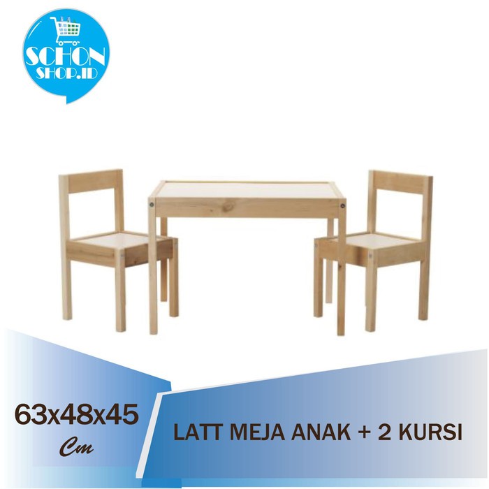 Jual Meja Anak Dengan 2 Kursi Kayu Pinus Child Table Chair LAT ...