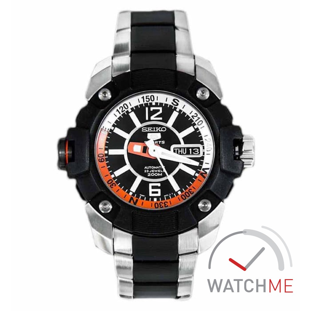 Jam Tangan Seiko 5 SKZ265K1 Automatic Black Dial Orange Silver 200m Stainless Steel Original Garansi