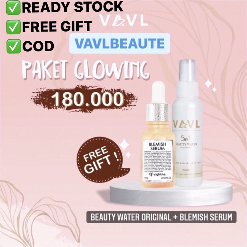 VAVL Paket Skincare Glowing Vightne Blemish Serum + Beauty Spray Saffron By Vavl Beauty Care