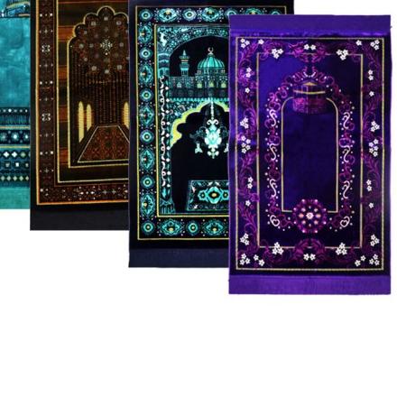 ➬ Sajadah Sholat Turki Kabir Spigel Besar, Bulu Tebal, Padat, Empuk - Ungu ➦