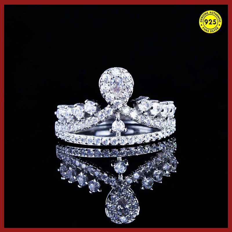 Cincin Bentuk Mahkota Aksen Berlian Penuh Gaya Eropa Dan Amerika Untuk Wanita