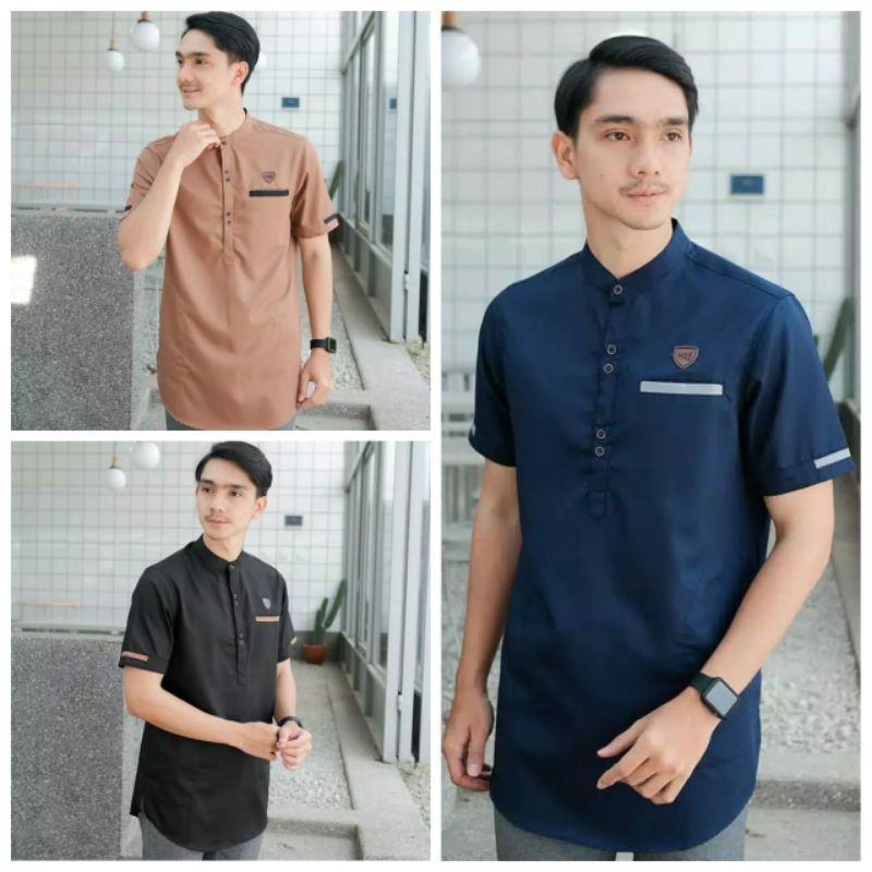 Baju Koko Kurta Dewasa Lengan Pendek Material Catton Adem Serap Keringat