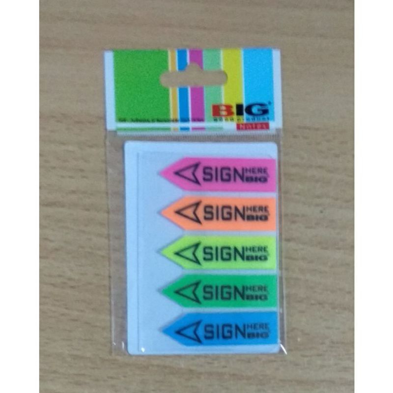 Stiky Note / Memo tempel tulisan Sign Here Big 5 warna termurah-1