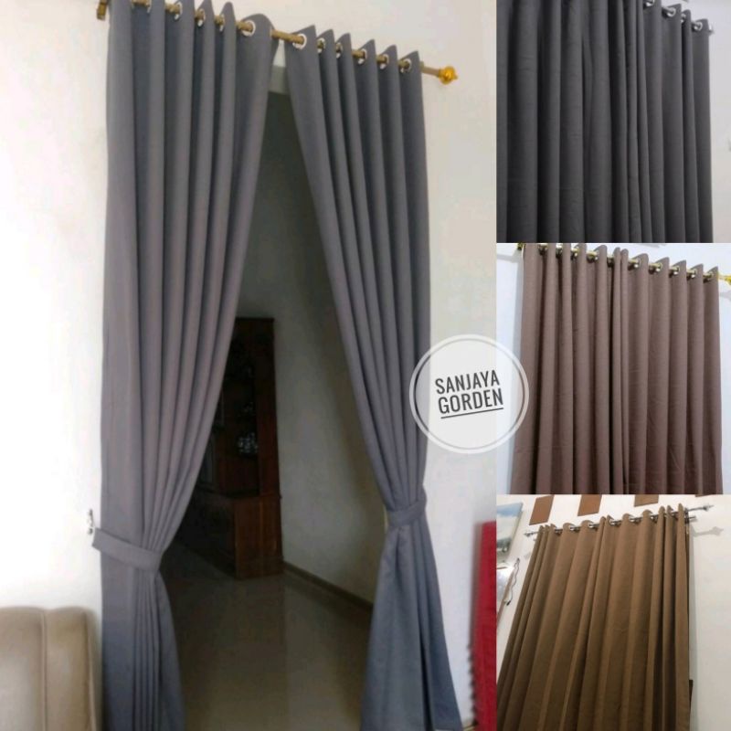 Gorden Blackout Polos Premium Minimalis Tebal Doff Depan Belakang Bahan Embos Sapron Gordeng Jendela