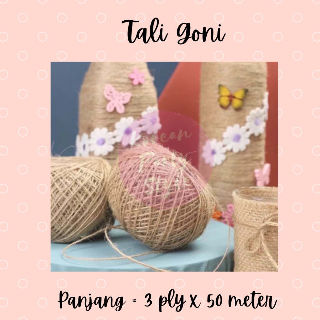 

KOREAN TALI GONI NATURAL PER 2 M / 1 ROLL 3 PLY TALI RAMI BUKET BUNGA CRAFT KERAJINAN TALI POLAROID