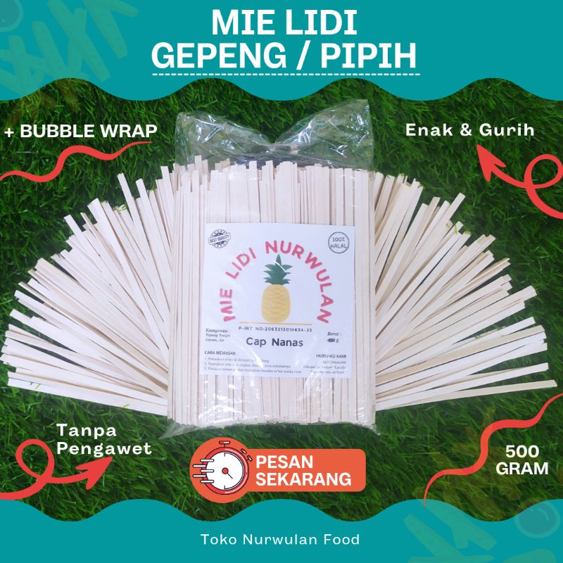 Nurwulan | Mie Lidi Besar Gepeng / Papan Mentah 500 Gram