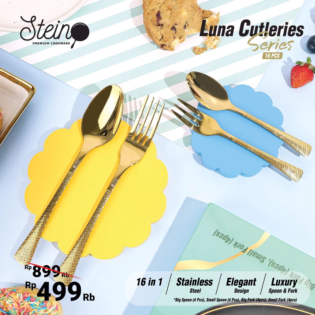 STEIN Cookware LUNA Cutleries Set 16 Pcs Sendok Garpu Stainless