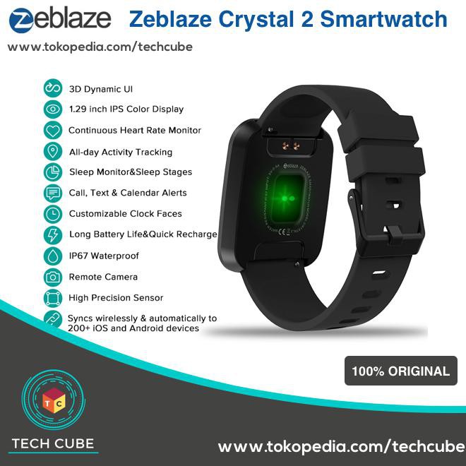 ec1q zeblaze crystal 2 ip67 waterproof heart rate sport fitness smartwatch - biru 7vo8