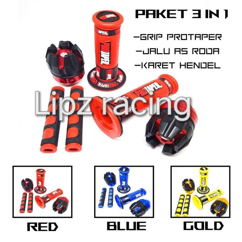 Hangrip Grip protaper warna variasi motor+ jalu as roda depan buah naga+karet handle rem, universal