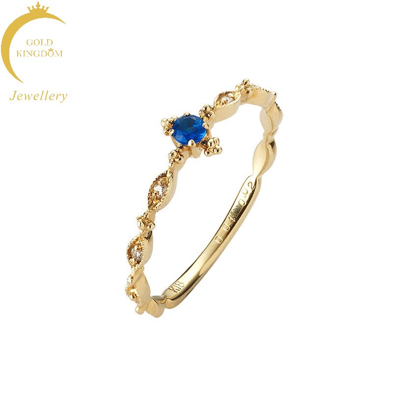 Goldkingdom Perhiasan Fashion Emas Asli Kadar 375 Bangkok Aksesoris Ready Stock Minimalis Gilt Set Topaz Safir Cincin Zirkon Cincin Tunangan Untuk Wanita