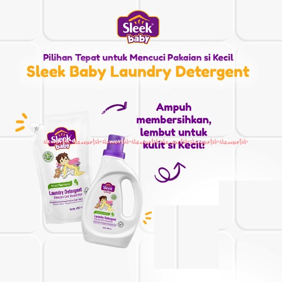 Sleek Baby 500ml Laundry Detergent Deterjen Sleeks Laundri Detergen Yang Aman Buat Baju Bayi Anak Kemasan Botol Sleekbaby