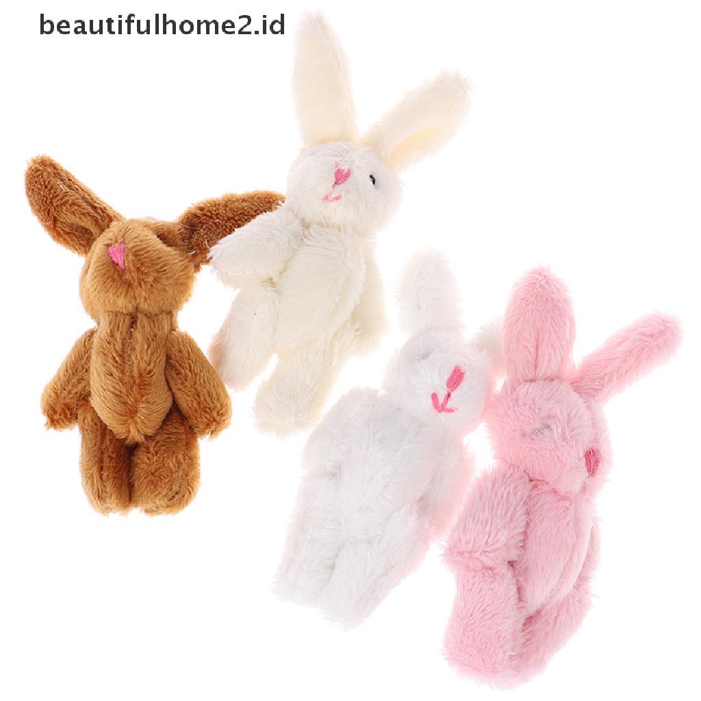 [beautifulhome2.id] 5Pcs 6cm Mini Joint Rabbit Pendant Plush Bunny For Key Chain Bouquet Toy Doll ID