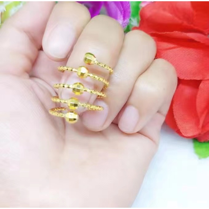 Cincin Xuping Biji Bola Lapis Emas 24k Perhiasan Fashion A,B