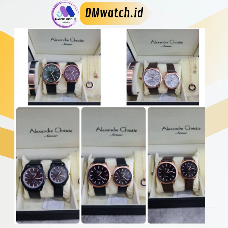 JAM TANGAN PASANGAN ALEXANDER CHRISTIE ORIGINAL AC 8651 ORI MURAH TERBARU ANALOG KULIT LEATHER COUPL