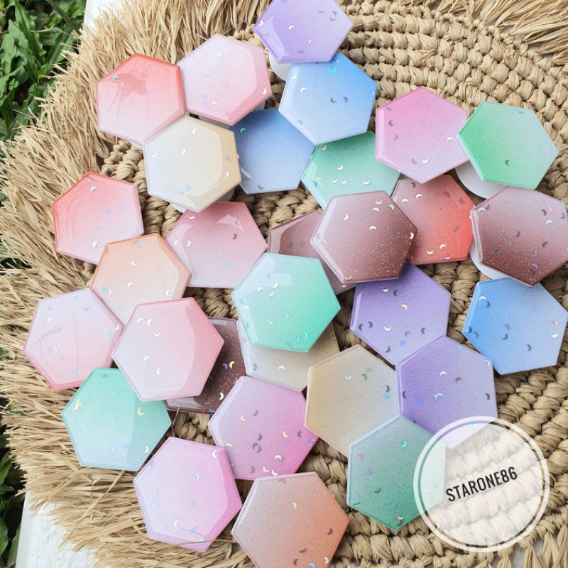Pop Socket Crescent Glitter Hexagon