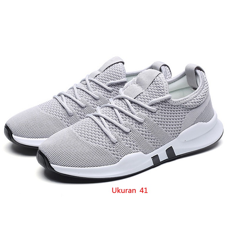 Leedoo Sepatu Pria Sneaker Running Fashion Shoes Bahan Karet EE01-A-Abu 41