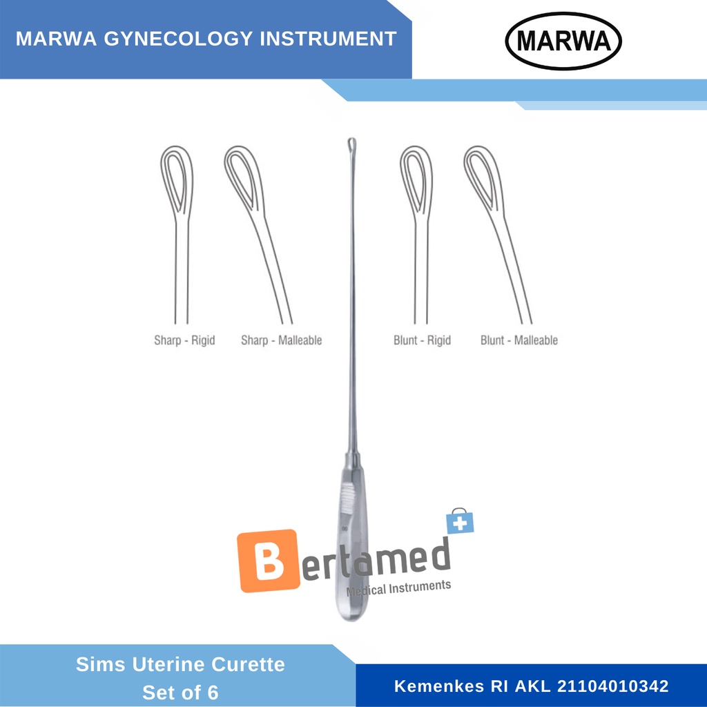 Sims Uterine Curette Set of 6 / Sendok Kuret