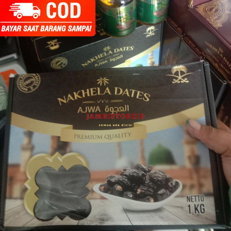 

(JAMBISTOREID) Kurma Ajwa Nakhela Dates 1 Kg Kilo Makanan Takjil Cemilan Buka Pabukoan Jambi Padang