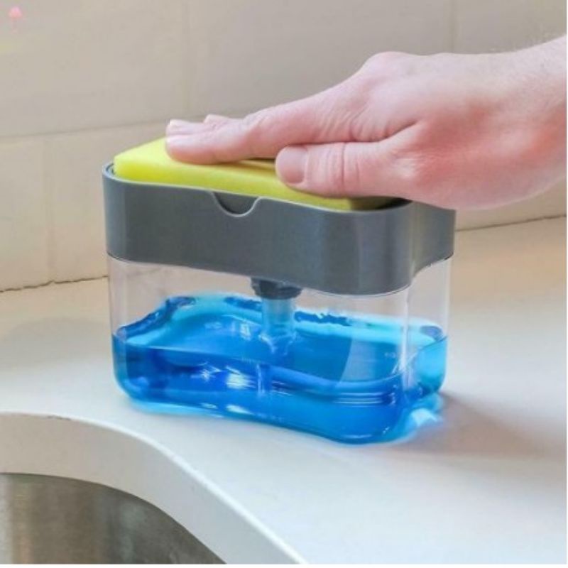 Dispenser Sabun Cair Cuci Piring Soap Pump Sponge Caddy / Tempat Wadah Sabun Cuci